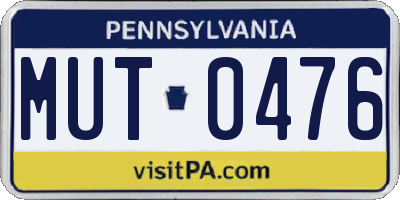 PA license plate MUT0476