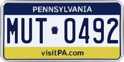 PA license plate MUT0492