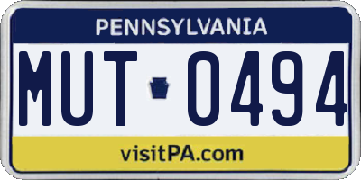 PA license plate MUT0494