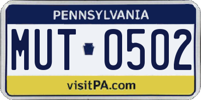 PA license plate MUT0502