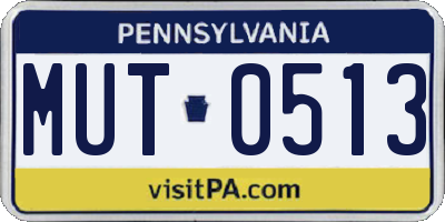 PA license plate MUT0513