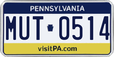 PA license plate MUT0514