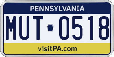 PA license plate MUT0518