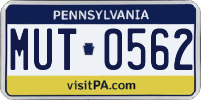 PA license plate MUT0562