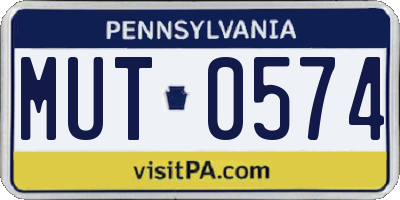 PA license plate MUT0574
