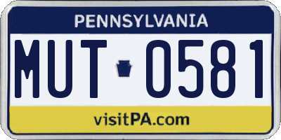 PA license plate MUT0581