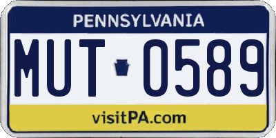 PA license plate MUT0589