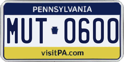 PA license plate MUT0600