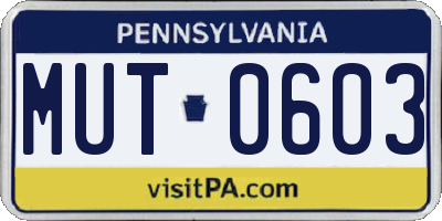 PA license plate MUT0603