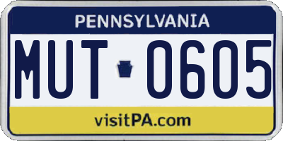 PA license plate MUT0605
