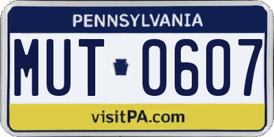 PA license plate MUT0607