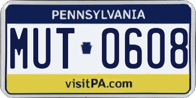 PA license plate MUT0608