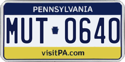 PA license plate MUT0640