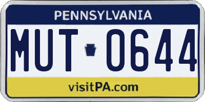 PA license plate MUT0644