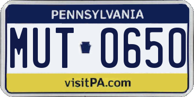 PA license plate MUT0650