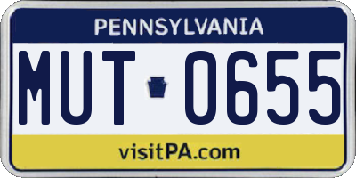 PA license plate MUT0655