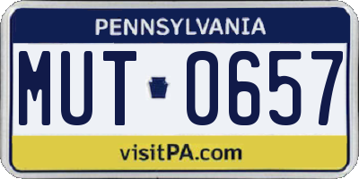 PA license plate MUT0657