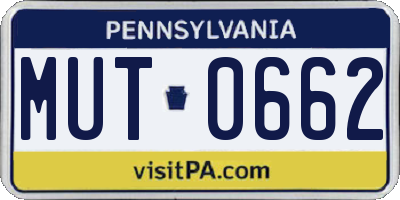 PA license plate MUT0662