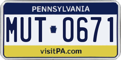 PA license plate MUT0671