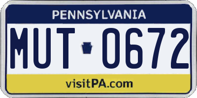 PA license plate MUT0672