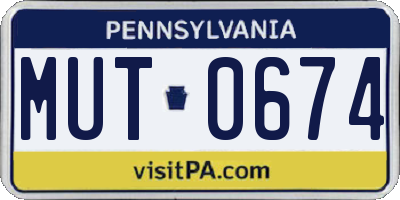 PA license plate MUT0674