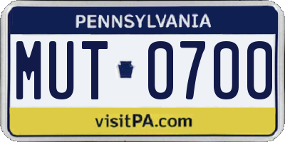 PA license plate MUT0700