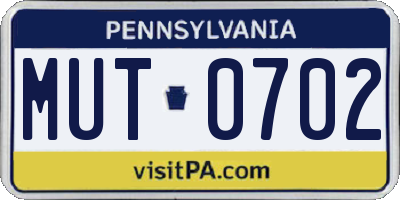 PA license plate MUT0702