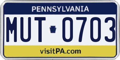PA license plate MUT0703
