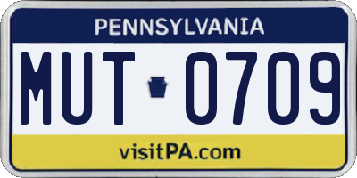PA license plate MUT0709
