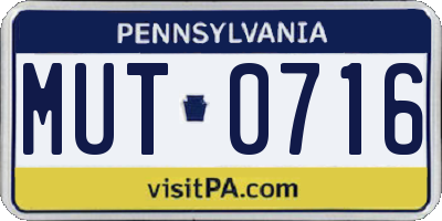 PA license plate MUT0716