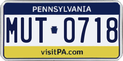 PA license plate MUT0718