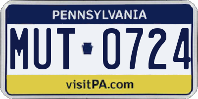 PA license plate MUT0724