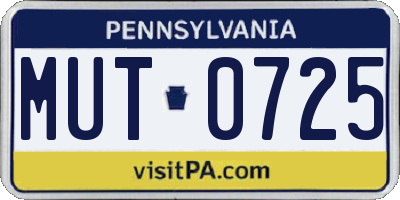 PA license plate MUT0725