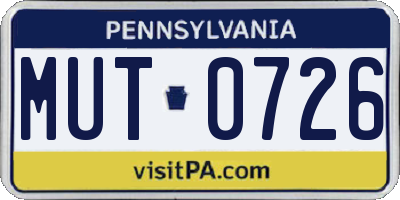 PA license plate MUT0726