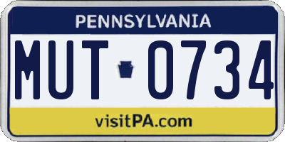 PA license plate MUT0734