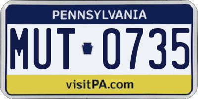 PA license plate MUT0735