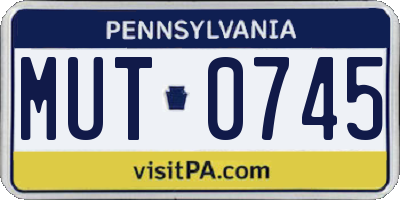 PA license plate MUT0745