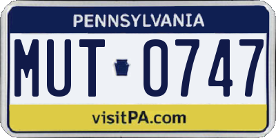 PA license plate MUT0747
