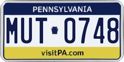 PA license plate MUT0748