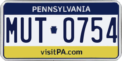 PA license plate MUT0754