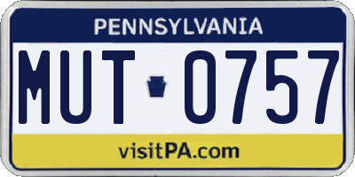 PA license plate MUT0757