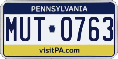 PA license plate MUT0763