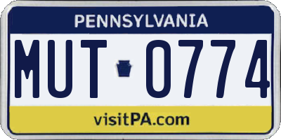 PA license plate MUT0774