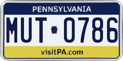 PA license plate MUT0786