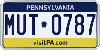 PA license plate MUT0787