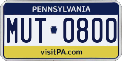PA license plate MUT0800