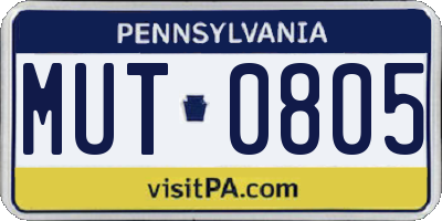 PA license plate MUT0805