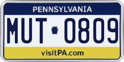 PA license plate MUT0809