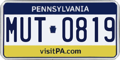 PA license plate MUT0819