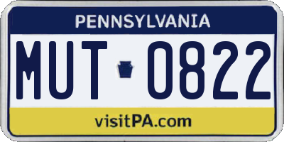 PA license plate MUT0822